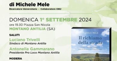 Montano Antilia (SA), 1 settembre 2024: presentazione del libro “Il richiamo della strada” di Michele Mele