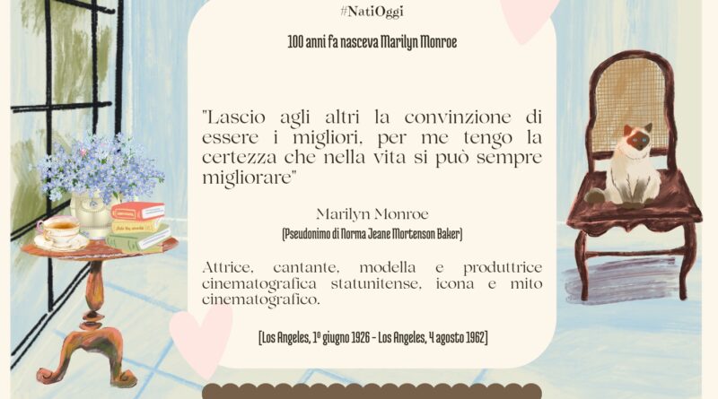 Il Calendario del Salotto Letterario, 1 giugno: 100 anni fa nasceva Marylin Monroe